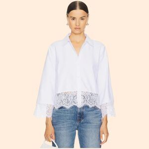 L'Agence Levo Lace Trim Shirt White